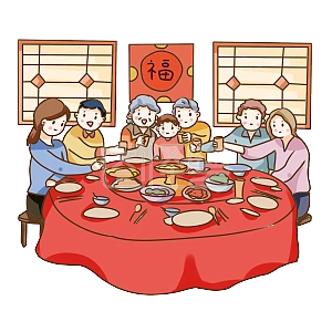 温馨的家庭聚会简笔画