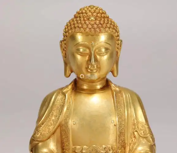 golden sakyamuni statue from qing清代纯金释迦摩尼佛造像