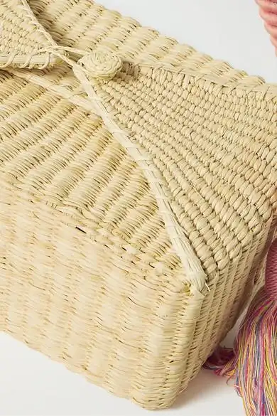 beatrice 穗饰编织草手提包