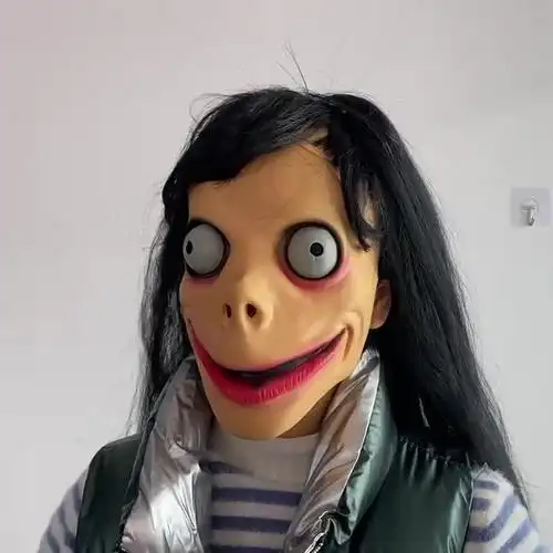 momo姑获鸟面具万圣节鬼屋密室派对扮演女鬼面具假发乳胶头套恐怖