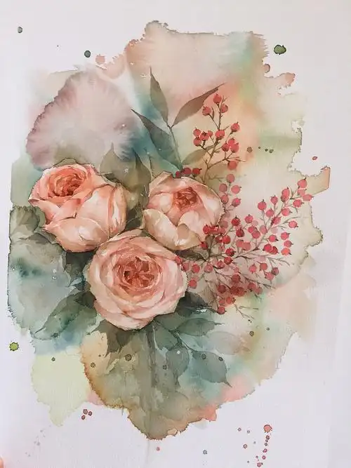 水彩花卉—蔷薇03|插画|插画习作|小雨0114 - 原创作品 - 站酷 (zcool