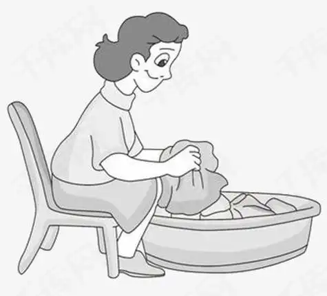 卡通洗衣服的小孩黑白简笔画图片素材儿童简笔画之洗衣服的女孩洗衣