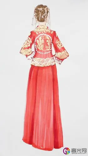 古代婚服背面画法教程