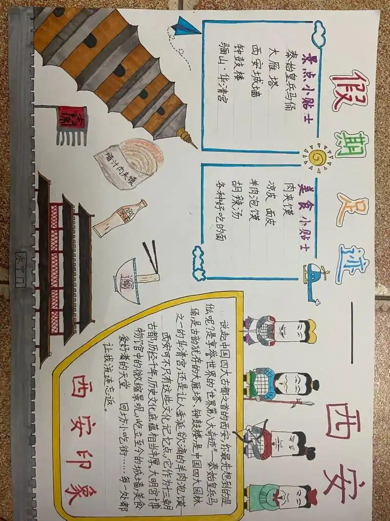 假期足迹-西安手抄报0606