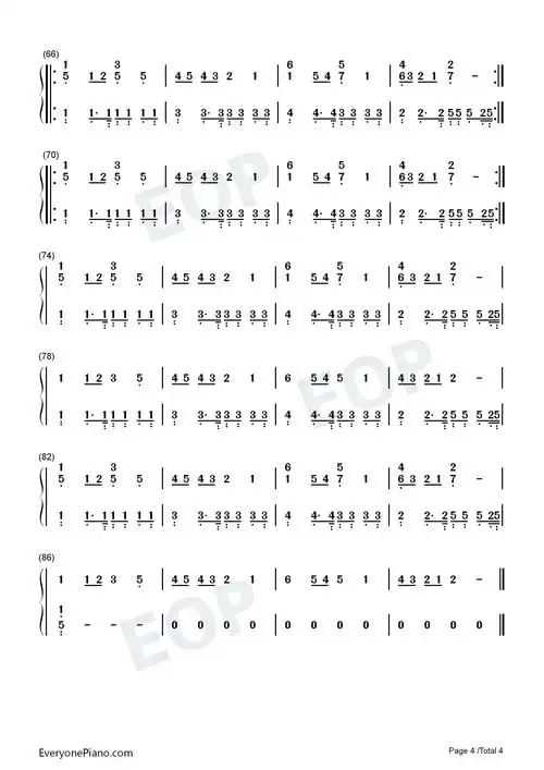 干杯五月天双手简谱预览4