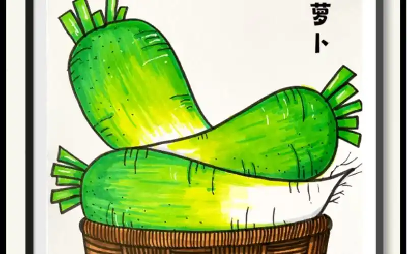 《萝卜》儿童画,丰收的季节,一起来画萝卜吧#儿童画#简笔画#秋天主题