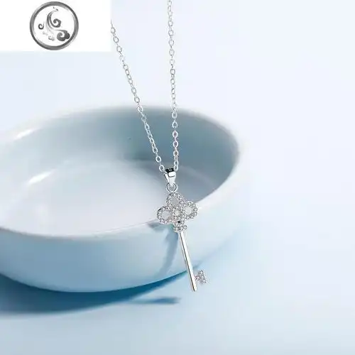 925纯银钥匙项链吊坠女士韩版潮网红气质小众设计简约饰品锁骨链jimi