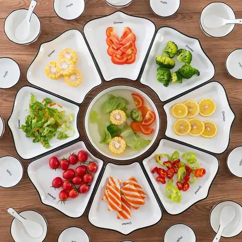 拼盘餐具组合过年家用陶瓷盘子菜盘创意家庭团圆火锅摆盘碗碟套装