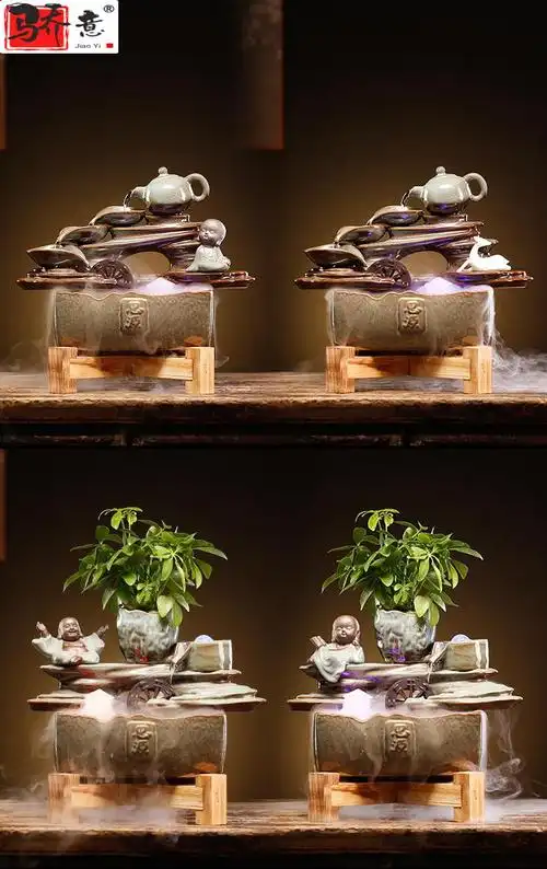 骄意中式循环流水生财喷泉摆件水循环流水摆件桌面办公室开业乔迁新居