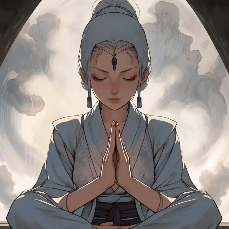 亲们,来看看这个打坐的小尼姑可爱头像吧!