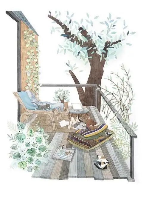 【插画师rosa的作品欣赏】—— 夏日阳台