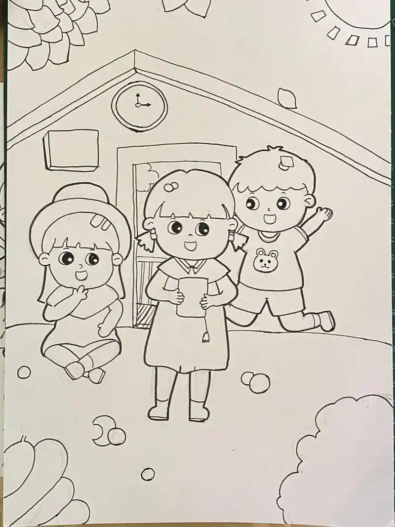 儿童画 幼儿园主题《我们毕业啦》 2/100