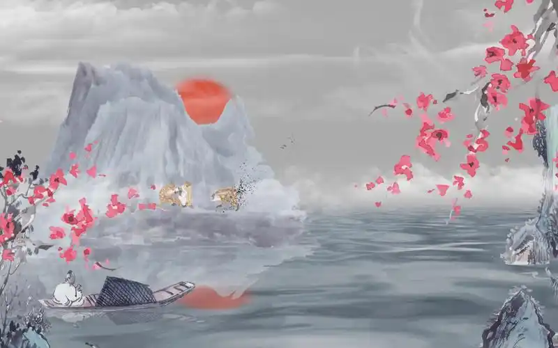 《早发白帝城》诗词朗诵背景视频素材