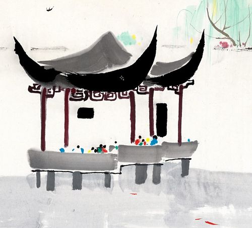 近现代绘画吴冠中观鱼真迹微喷复制画芯新中式中式国画