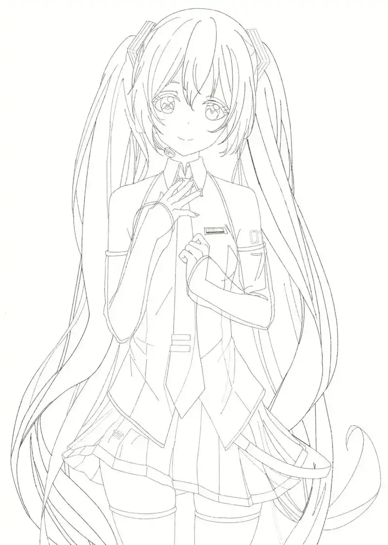 世界第一的公主殿下.#miku #线稿 #初音未来 #pro - 抖音