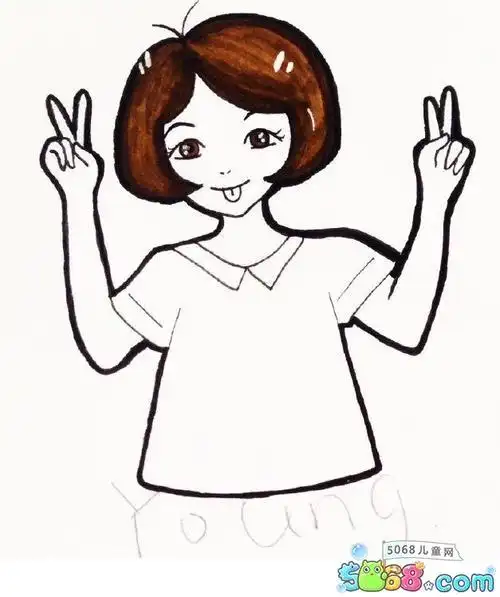 简笔画笑脸剪刀手