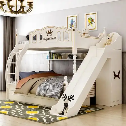 莱柯檑儿童床上下床男孩女孩高低床公主床子母床青少年床双层床滑梯床