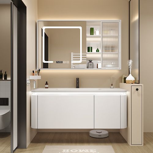 奶油风浴室柜肤感可丽耐一体盆卫生间洗手盆柜组合洗脸盆柜洗漱台