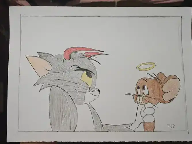 彩铅临摹09汤姆和杰瑞