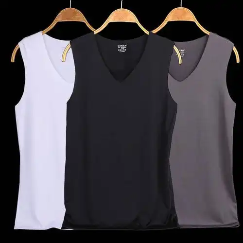 男士冰丝背心男无痕紧身打底衫无袖t恤坎肩运动背心夏季汗衫外穿