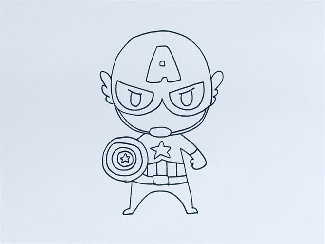 复联4美国队长简笔画图片 美国队长怎么画 - 人物简笔画 - 老师板报网