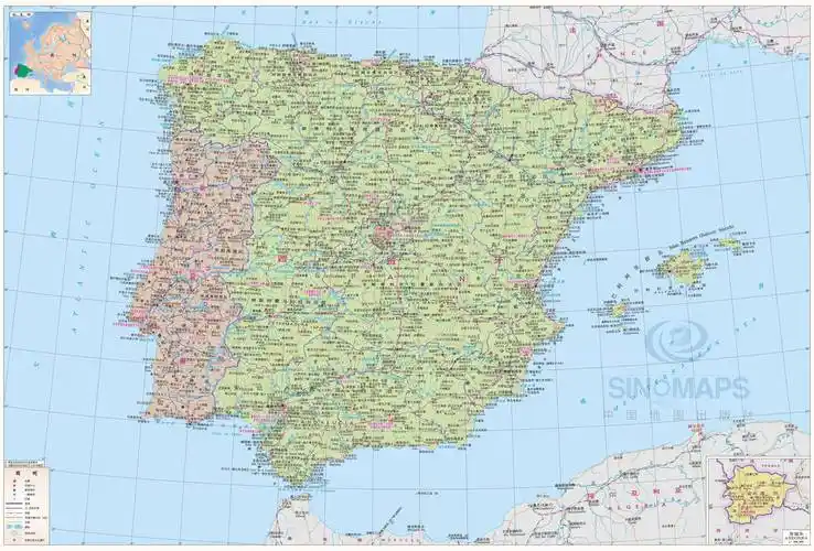 西班牙地图,西班牙地图高清中文版