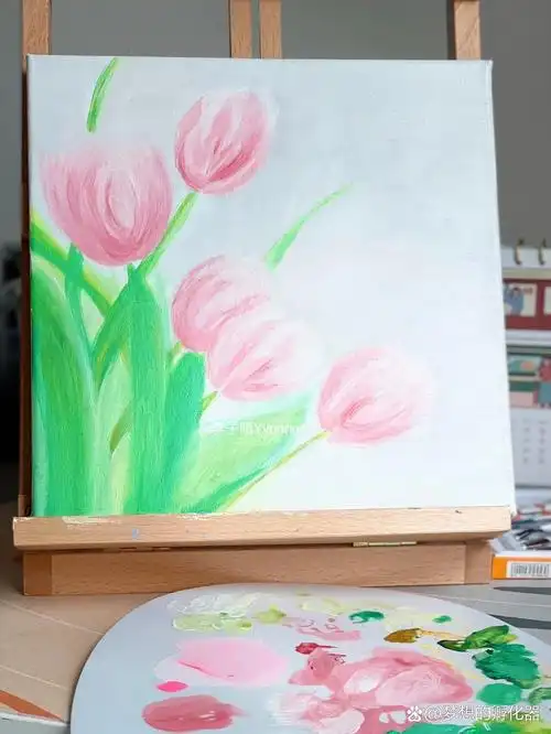 原创水粉画-93郁金香93含调色教程绘画步骤