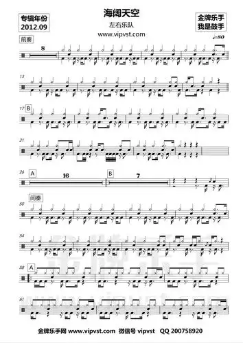 分类:左右乐队 海阔天空 鼓谱