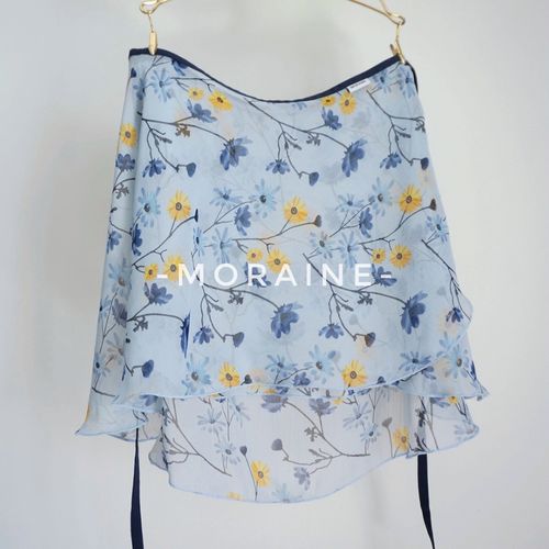 moraine梦莲芭蕾成人一片式弹力绑带印半透花体服裙基训排练短裙