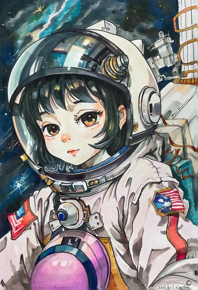 马克笔太空女孩.#动漫手绘 #二次元 #画画 - 抖音