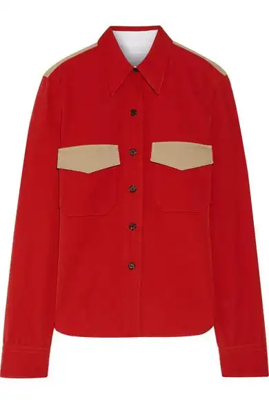 calvin klein 205w39nyc 双色羊毛斜纹布衬衫 in red