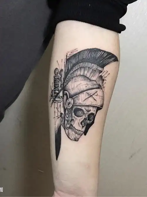 小臂骷髅_纹身图案手稿图片_陈晨的纹身作品集