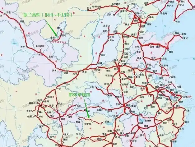 我国高铁线路图(2019年底)