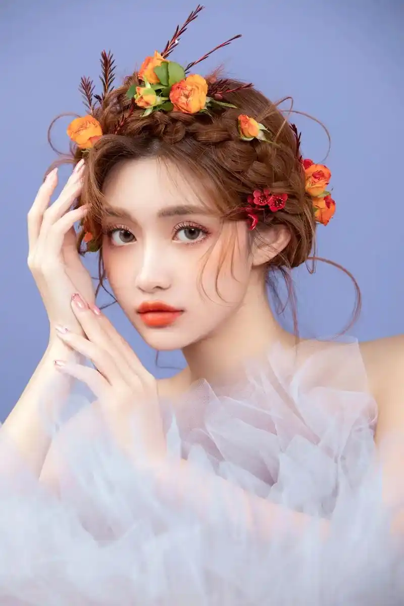 梦幻香芋紫鲜花新娘造型,惊艳一整个春天02#学新娘化妆造型  - 抖音