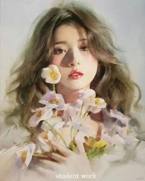 misulbu,韩国画家,水彩画人物,水彩画肖像,韩国,艺术家,misulbu,女性