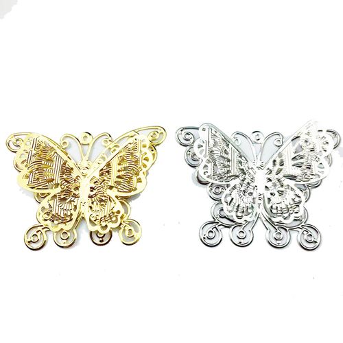 diy饰品配件 54*74mm立体镂空双层大蝴蝶 金属片凤冠发簪头饰花片