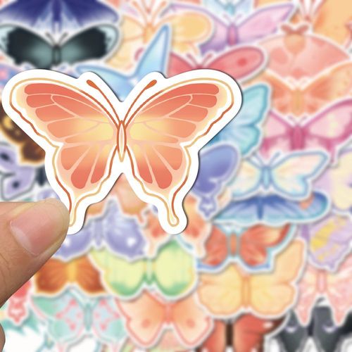 【原创】40张梦幻蝴蝶卡通贴纸可爱精美手账电脑手机装饰防水贴画