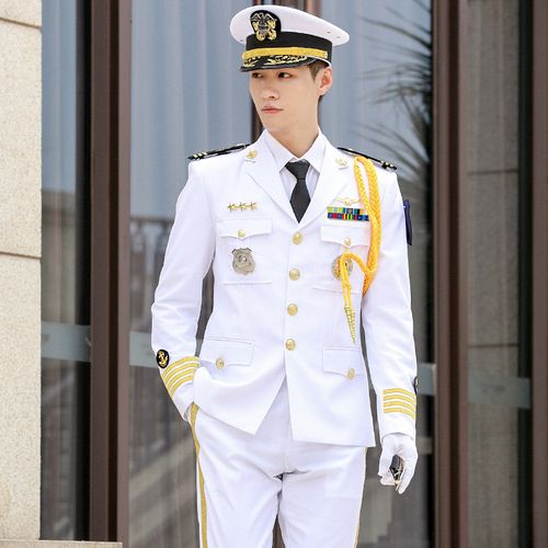 海军风制服套装白色制服海员服船长制服航空制服保安服套装工装服