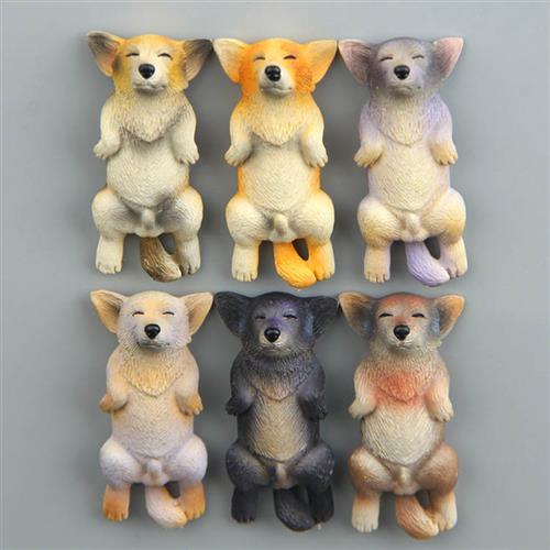 睡不醒系列躺姿睡觉柴犬秋田卡通创意立体磁扣冰箱贴手机壳素.