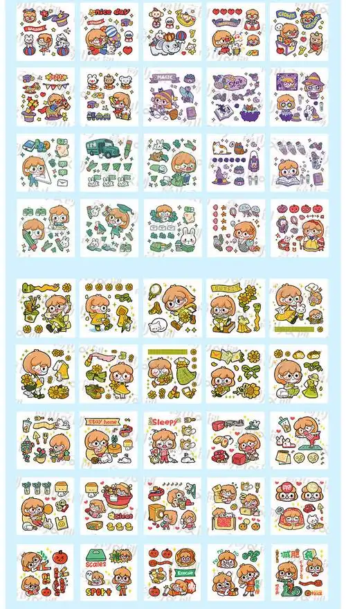 木子李新品木子里手杖木子李贴纸100张新品款手账套装礼盒加刻刀可爱