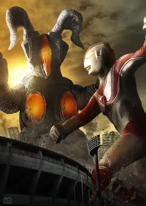 奥特曼打怪兽的高清插画图片