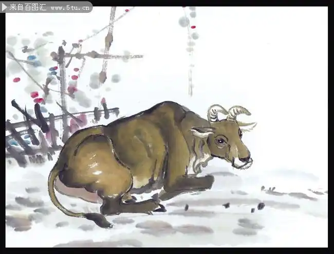 高清水墨黄牛图片素材
