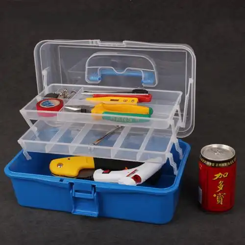 桔红色大号三层折叠工具箱