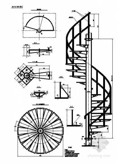 钢结构螺旋楼梯节点详图及画法