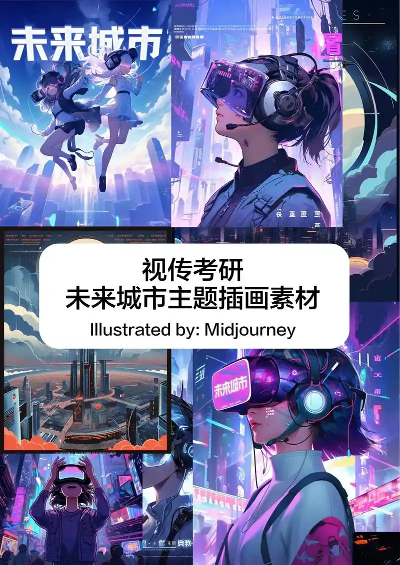 96视传考研手绘|未来城市主题手绘插画.