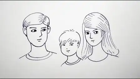 简笔画爸爸妈妈孩子