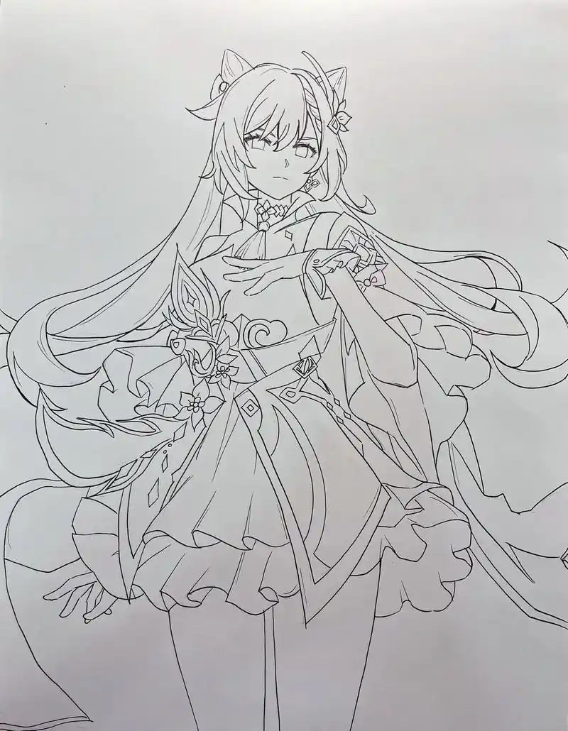 刻晴临摹线稿.懒得上色了98 #原神 #原神绘画 #手绘 # - 抖音