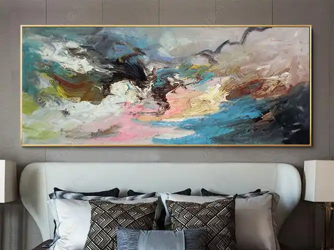 原创手绘抽象厚油现代油画办公室现代客厅办公室现代简约抽象装饰画