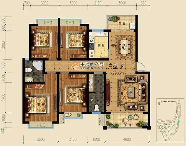 印象便江f户型 四室两厅两卫