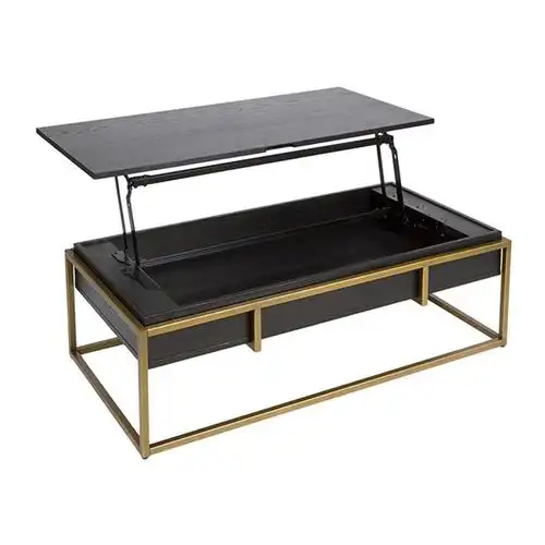 茶几黑金客厅美式简约升降台面个性实木铁艺茶几